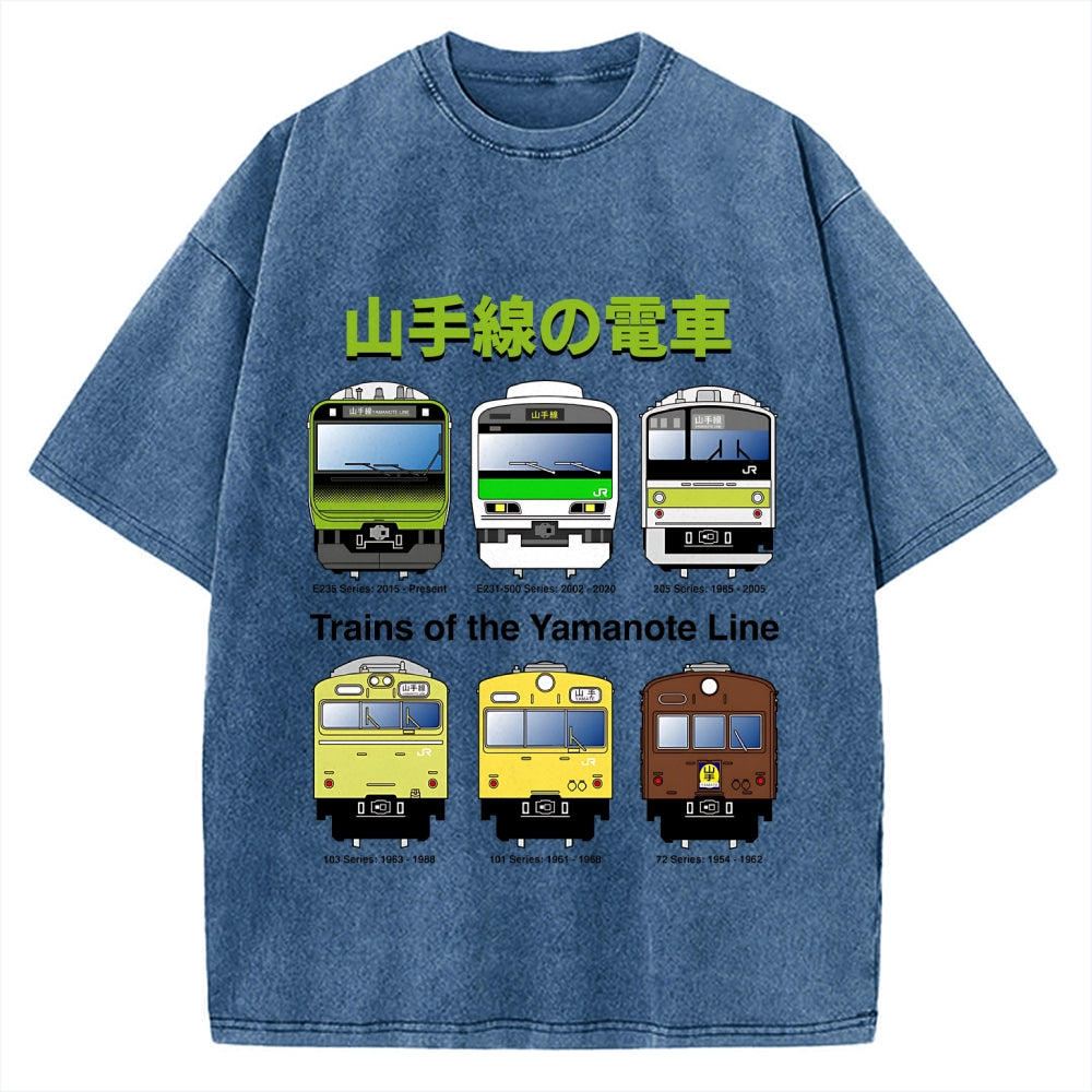 Trains Of The Yamanote Line Vintage Washed T-shirt