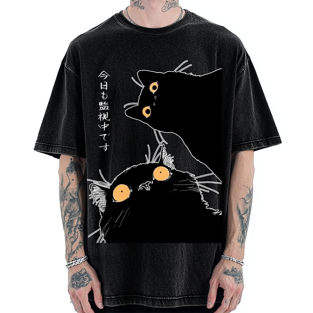 The Cat Is Watching Today Vintage Washed T-shirt