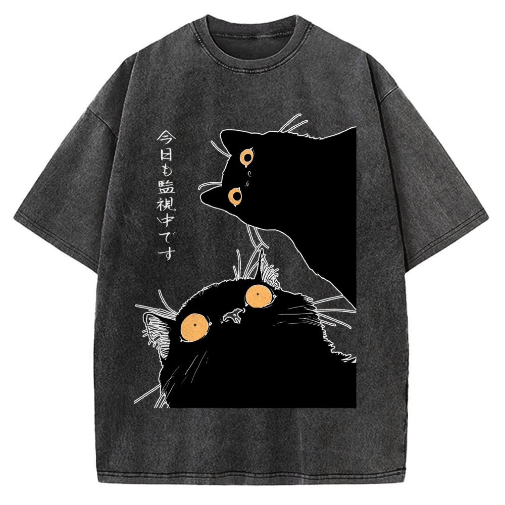 The Cat Is Watching Today Vintage Washed T-shirt