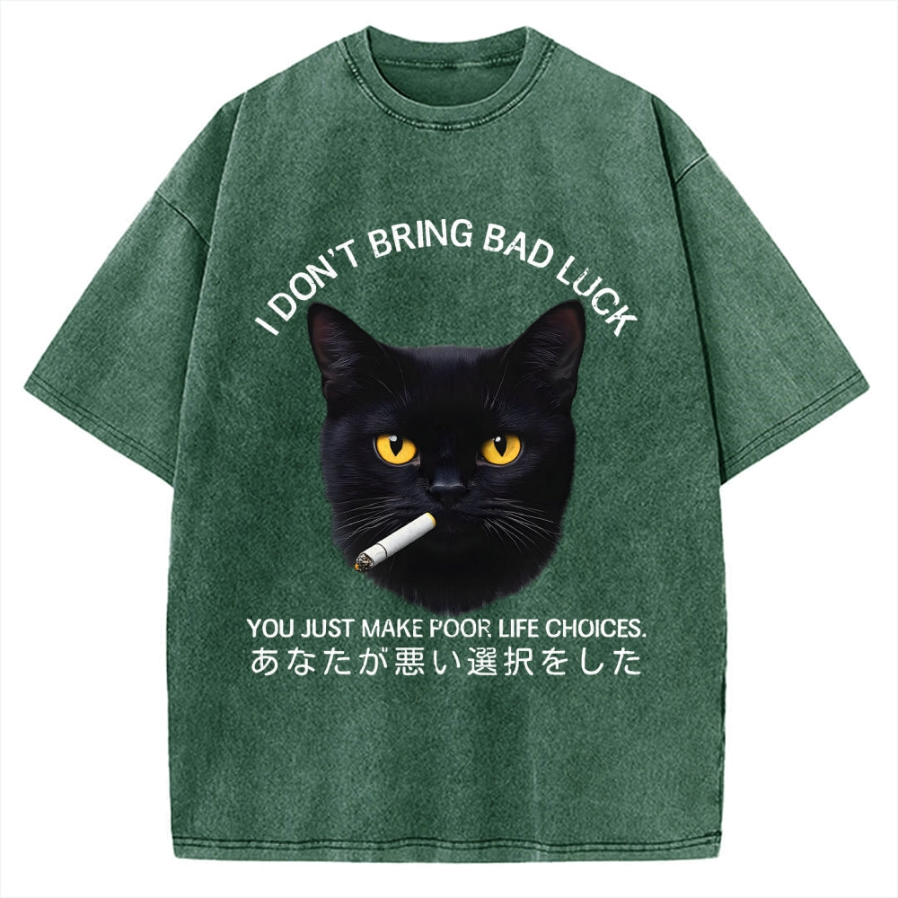 Cat Don't Bring Bad Luck–It’s Up To You Vintage Washed T-shirt