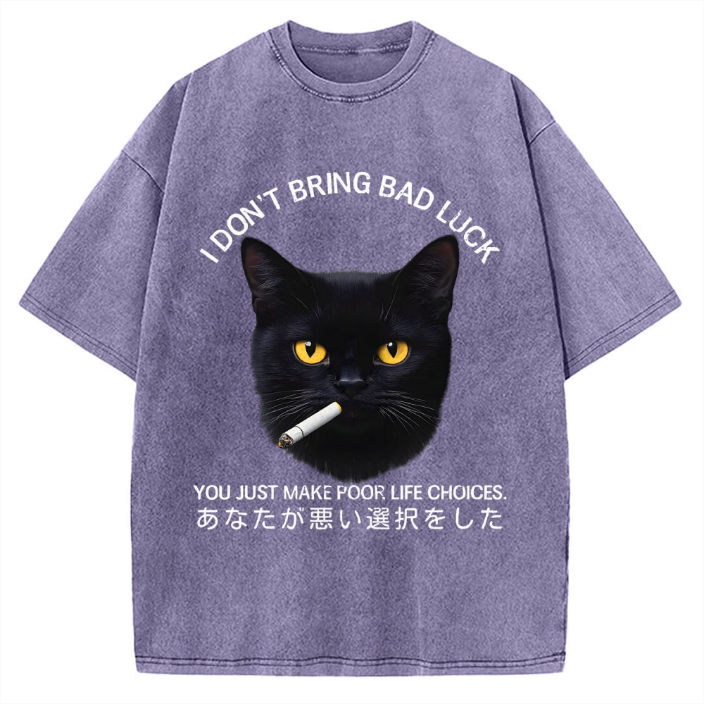 Cat Don't Bring Bad Luck–It’s Up To You Vintage Washed T-shirt