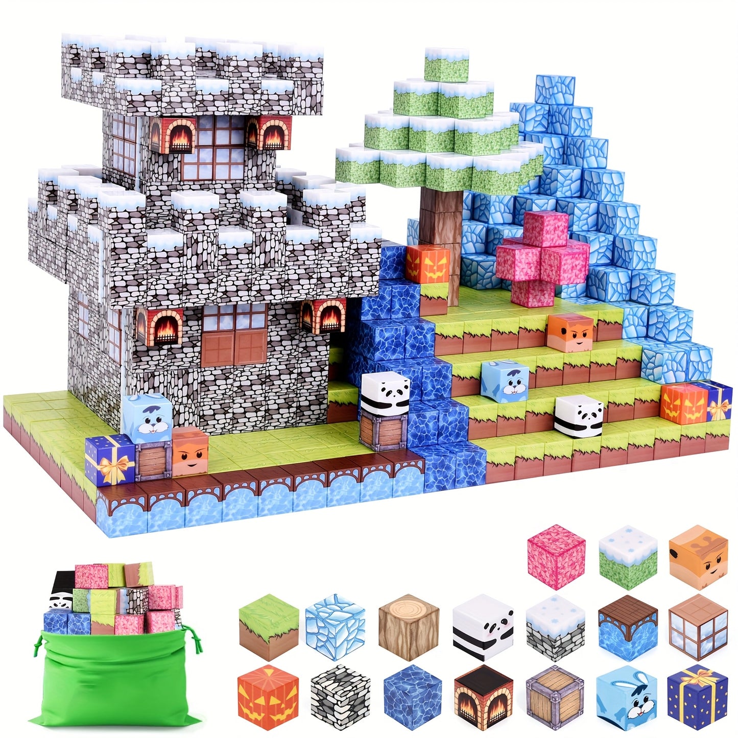 cadeaux pour la Journée Internationale de l'Enfance, 100pcs Blocs Magnétiques - Jouets Créatifs Magnétiques, Ensemble de Jouets à Aimants, Jouets Architecturaux Cubiques Cadeau de Noël Halloween