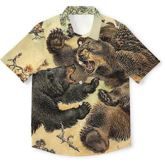 Japanese Bear Battle Button-up Shirt