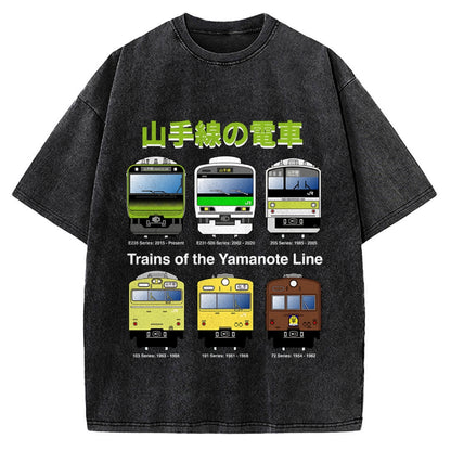 Trains Of The Yamanote Line Vintage Washed T-shirt