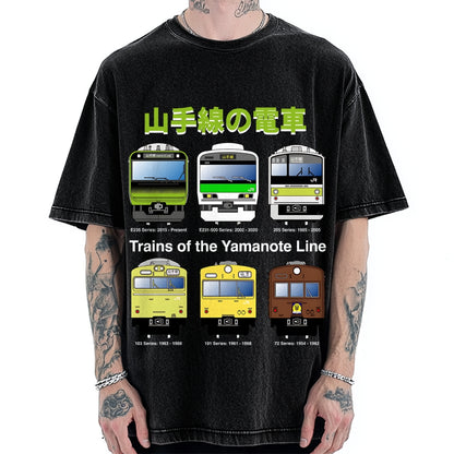 Trains Of The Yamanote Line Vintage Washed T-shirt