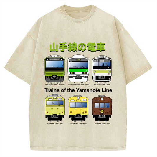 Trains Of The Yamanote Line Vintage Washed T-shirt