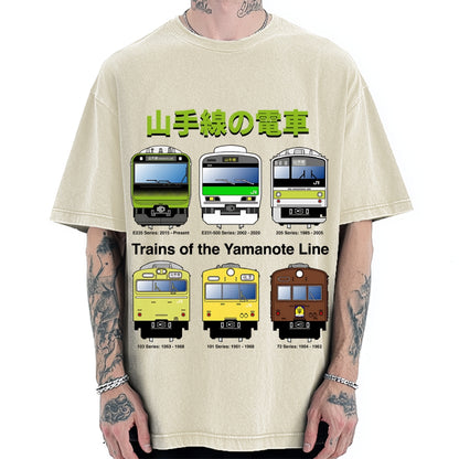 Trains Of The Yamanote Line Vintage Washed T-shirt