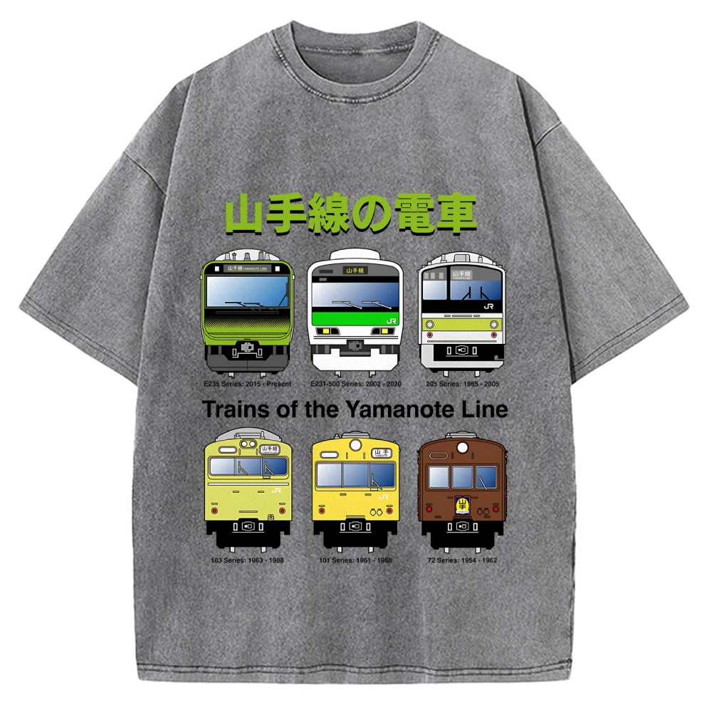 Trains Of The Yamanote Line Vintage Washed T-shirt