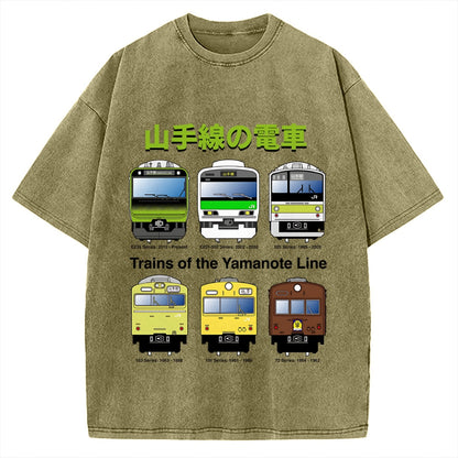 Trains Of The Yamanote Line Vintage Washed T-shirt