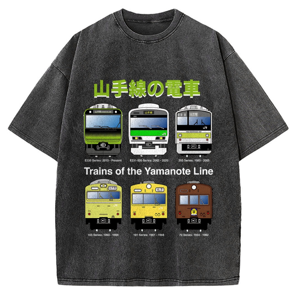 Trains Of The Yamanote Line Vintage Washed T-shirt