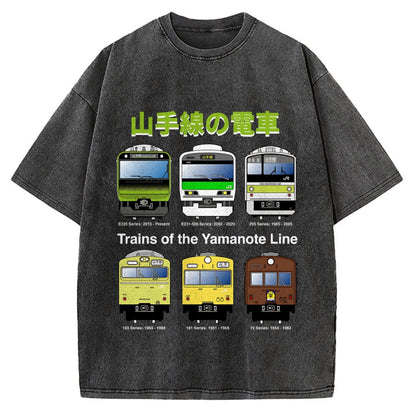 Trains Of The Yamanote Line Vintage Washed T-shirt