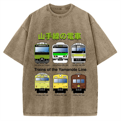 Trains Of The Yamanote Line Vintage Washed T-shirt