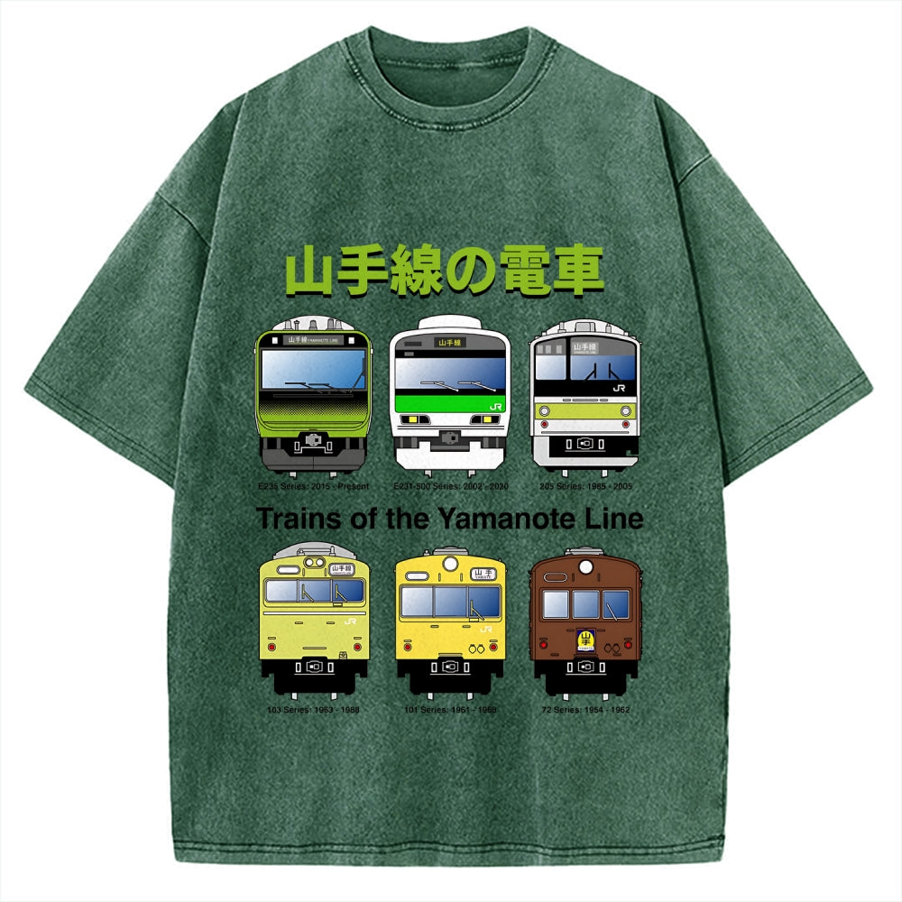 Trains Of The Yamanote Line Vintage Washed T-shirt