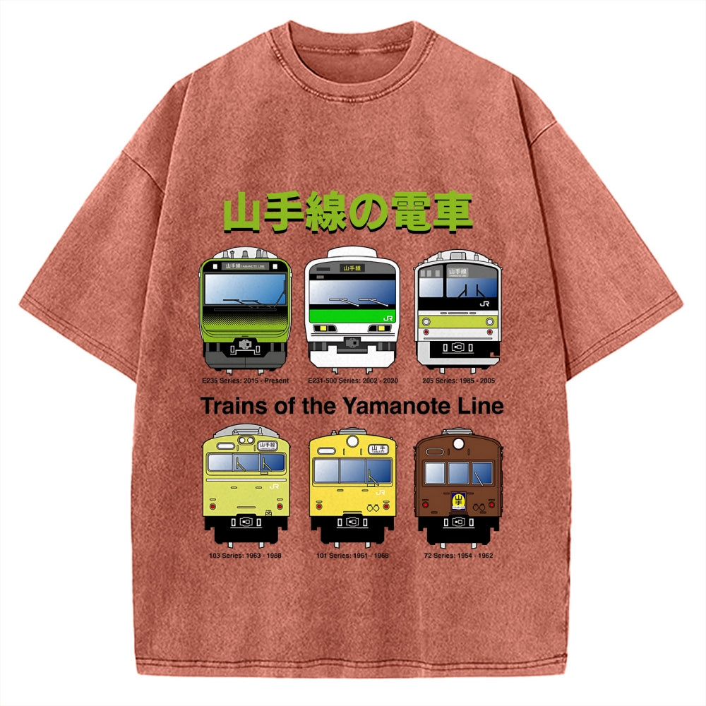Trains Of The Yamanote Line Vintage Washed T-shirt