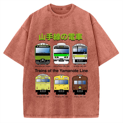 Trains Of The Yamanote Line Vintage Washed T-shirt