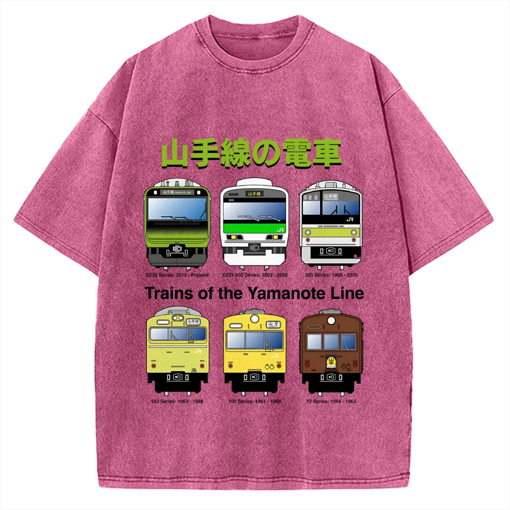 Trains Of The Yamanote Line Vintage Washed T-shirt