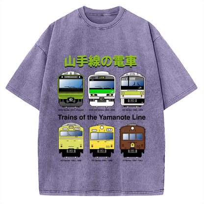 Trains Of The Yamanote Line Vintage Washed T-shirt
