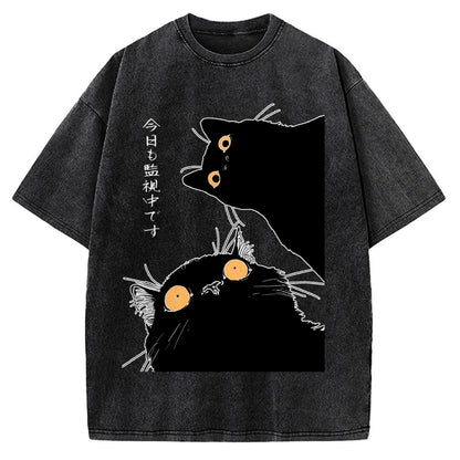 The Cat Is Watching Today Vintage Washed T-shirt