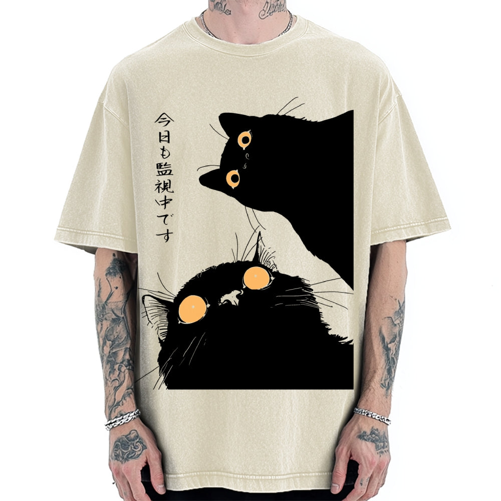 The Cat Is Watching Today Vintage Washed T-shirt