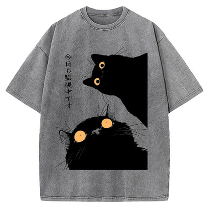 The Cat Is Watching Today Vintage Washed T-shirt