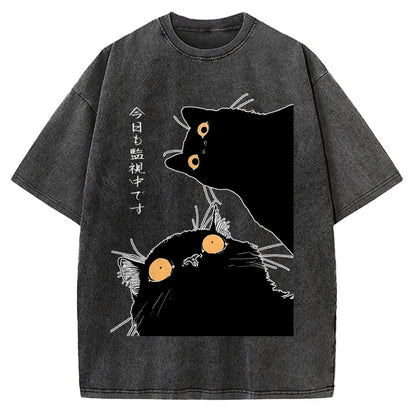 The Cat Is Watching Today Vintage Washed T-shirt