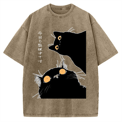 The Cat Is Watching Today Vintage Washed T-shirt