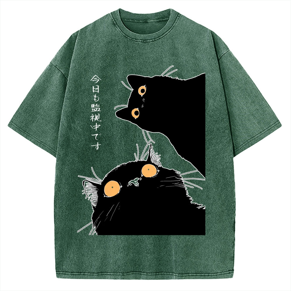 The Cat Is Watching Today Vintage Washed T-shirt