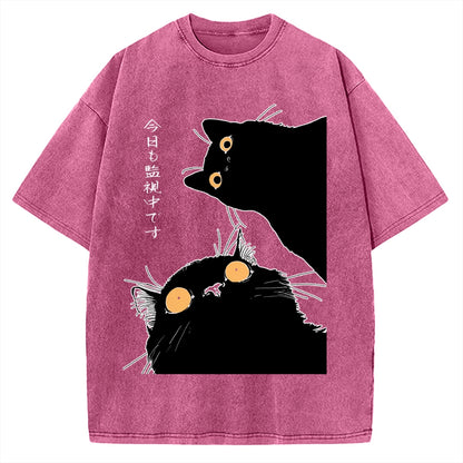 The Cat Is Watching Today Vintage Washed T-shirt