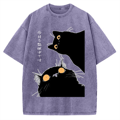 The Cat Is Watching Today Vintage Washed T-shirt