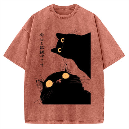 The Cat Is Watching Today Vintage Washed T-shirt