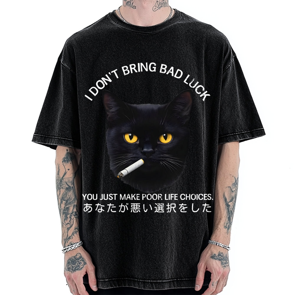Cat Don't Bring Bad Luck–It’s Up To You Vintage Washed T-shirt