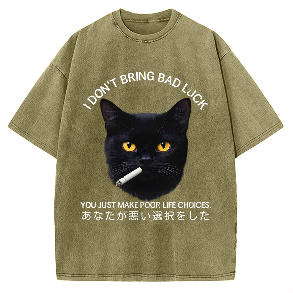 Cat Don't Bring Bad Luck–It’s Up To You Vintage Washed T-shirt