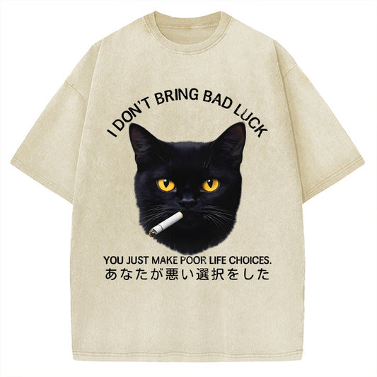 Cat Don't Bring Bad Luck–It’s Up To You Vintage Washed T-shirt