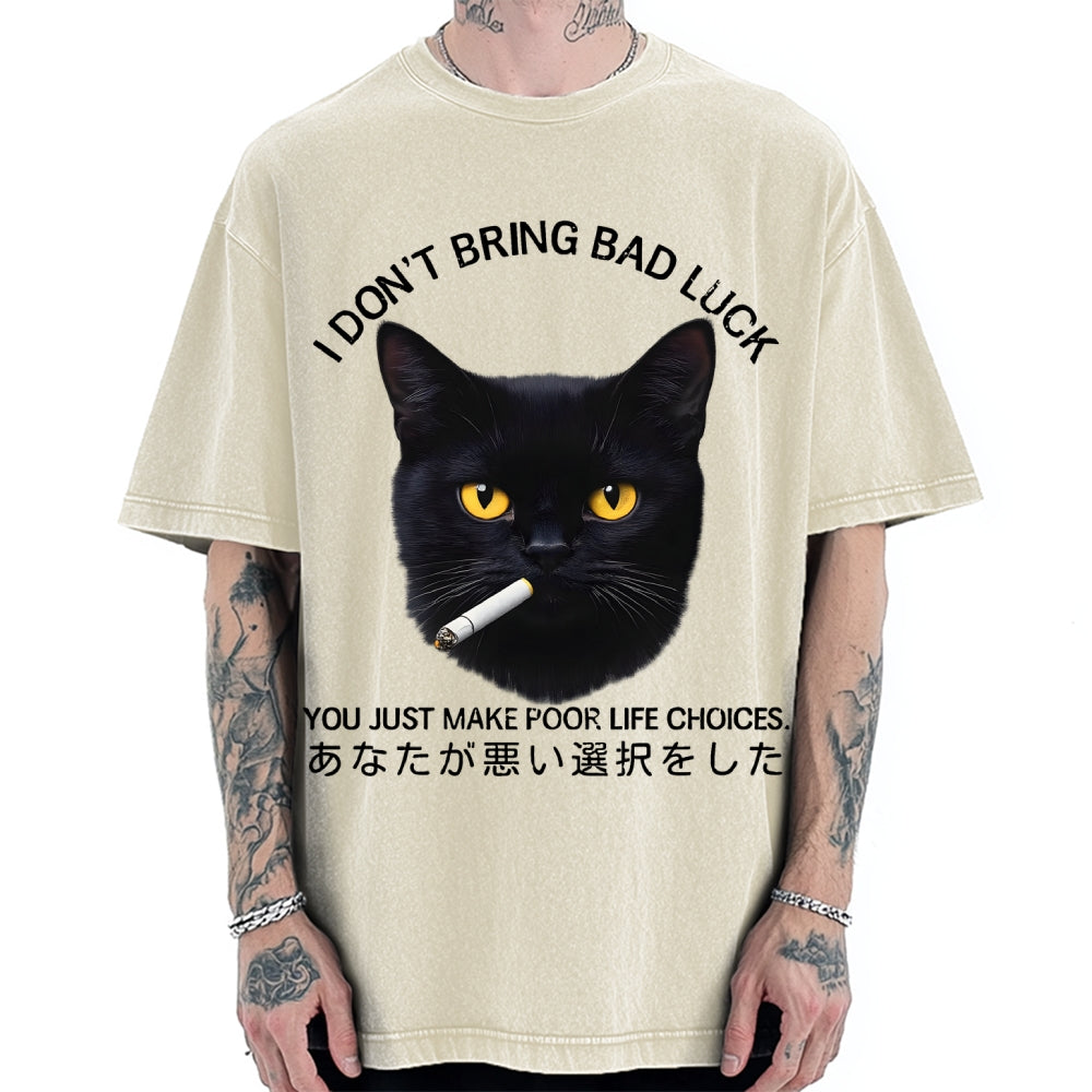 Cat Don't Bring Bad Luck–It’s Up To You Vintage Washed T-shirt