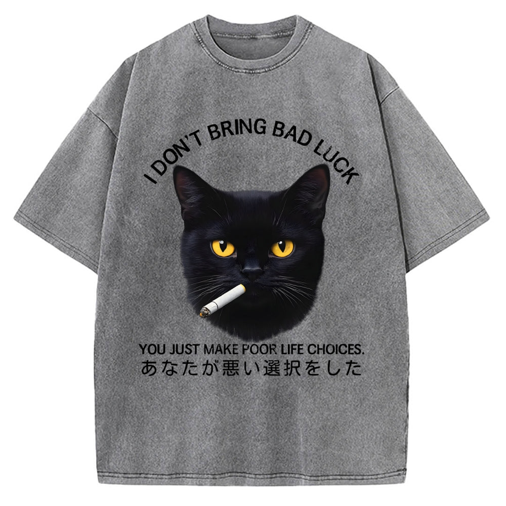 Cat Don't Bring Bad Luck–It’s Up To You Vintage Washed T-shirt