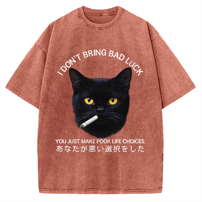 Cat Don't Bring Bad Luck–It’s Up To You Vintage Washed T-shirt