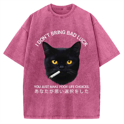 Cat Don't Bring Bad Luck–It’s Up To You Vintage Washed T-shirt