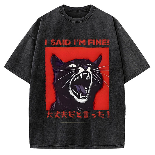 Angry Cat Japan Vintage Washed T-shirt