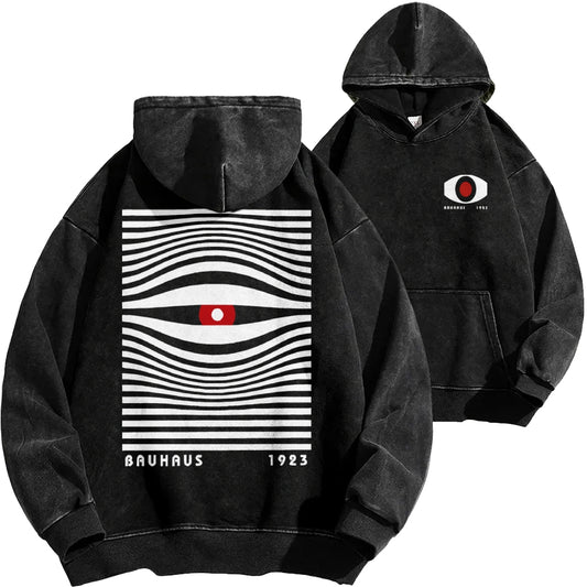 Bauhaus Red Black Eyes Front And Back Printing Vintage Washed Hoodie