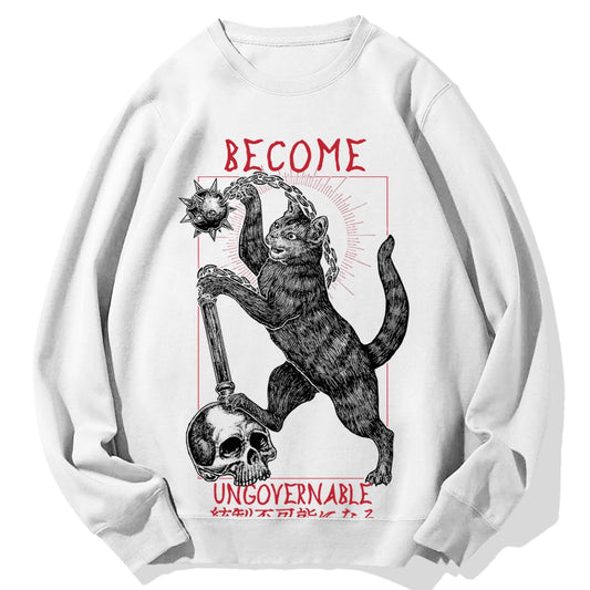 Become Ungovernable Cat Biting Arm Cotton Sweatshirt