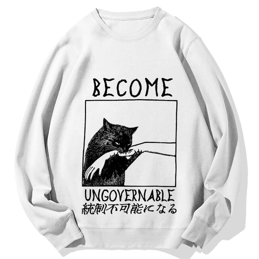 Become Ungovernable Cat Biting Arm Cotton Sweatshirt