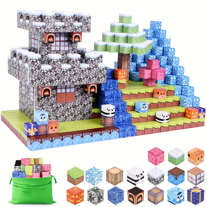 cadeaux pour la Journée Internationale de l'Enfance, 100pcs Blocs Magnétiques - Jouets Créatifs Magnétiques, Ensemble de Jouets à Aimants, Jouets Architecturaux Cubiques Cadeau de Noël Halloween