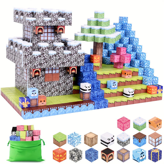 cadeaux pour la Journée Internationale de l'Enfance, 100pcs Blocs Magnétiques - Jouets Créatifs Magnétiques, Ensemble de Jouets à Aimants, Jouets Architecturaux Cubiques Cadeau de Noël Halloween