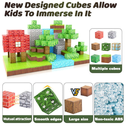 100 pièces de Blocs de Construction Magnétiques CoolNuro, Jouets Éducatifs en ABS, Jeu Sensoriel STEM, Idéal pour les 3-6 Ans, Cadeaux Créatifs pour Anniversaire, Noël