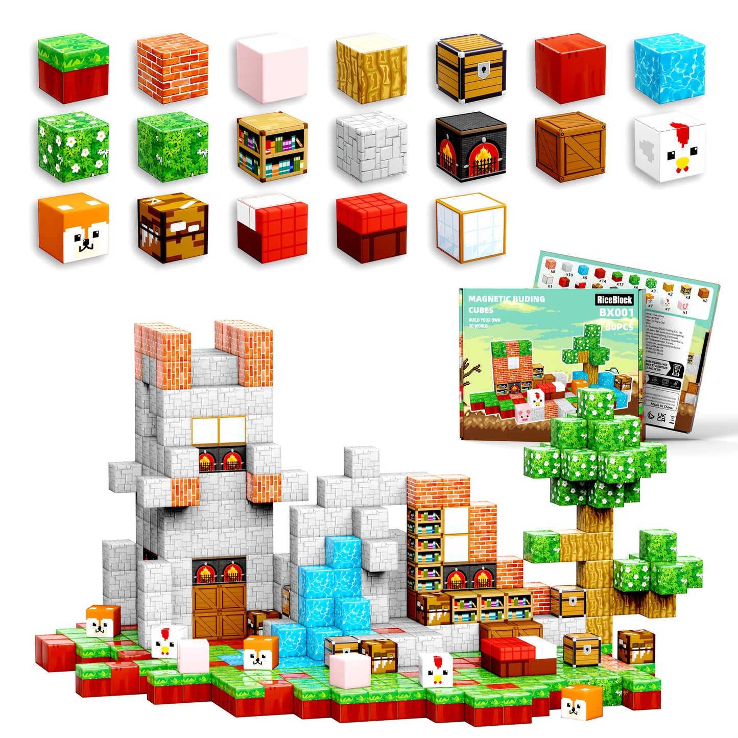 Le Jeu de Blocs de Construction Magnétiques est un Ensemble Soigneusement Conçu de Tuiles Architecturales, Parfait comme Jouet pour Garçons et Filles de 3 à 10 Ans. Aidez les Enfants à Apprendre tout en S'amusant