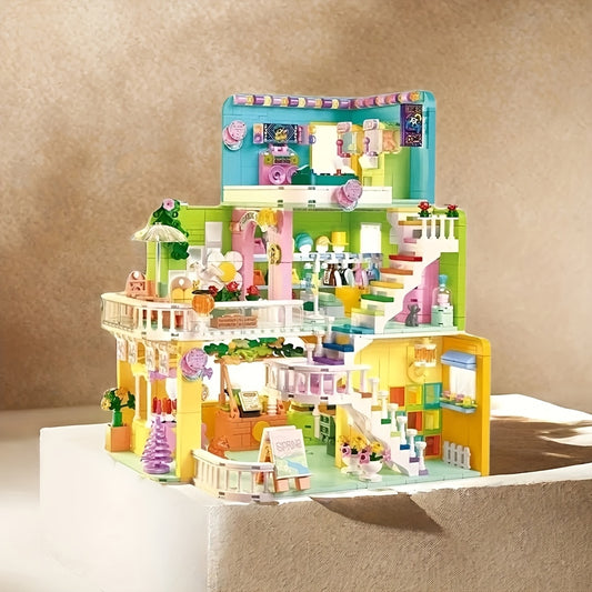 1435 pièces de blocs de construction sur le thème du cinéma, modèle de scène de rue de la maison verte, jouet de construction en plastique ABS, Saint-Valentin, Halloween, Thanksgiving, Noël, anniversaire, cadeau de l'année du dragon