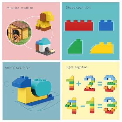 1500g Grand Blocs de Construction pour Enfants, Grandes Briques de Construction, Jouets Éducatifs Créatifs pour Enfants, Cadeau Idéal pour Garçons et Filles de 3 à 6 Ans, Matériau ABS Durable