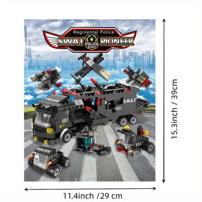 Blocs de construction Véhicule de police Swat, Blocs de voiture robot, Jouets éducatifs, Cadeaux d'anniversaire halloween, cadeau de noël