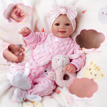 Baby Dolls Reborn BABESIDE Sunny - 17 Pouces Mignonnes et Réalistes, Poupées Bébé Souriantes et Posables avec Accessoires Complets pour Cadeaux pour Enfants de 3 Ans et Plus
