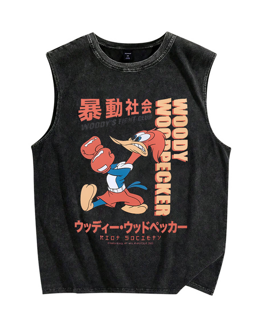 Woody Woodpecker's Fight Club Vintage Distressed Washed Tank Top